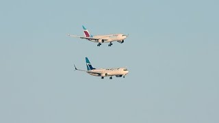 CRAZY CLOSE Parallel Landing with Eurowings A330 and WestJet 737 [upl. by Tikna]