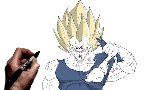 How To Draw Majin Vegeta  Step By Step  Dragon Ball [upl. by Base652]