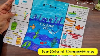 World Ocean Day Drawing  Stop Water Pollution Poster for Competition  Save Ocean Chart Drawing [upl. by Vincenty]