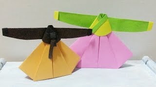 Origami Korean dress Hanbok  종이접기  한복 치마와 저고리 [upl. by Ecidnacal]