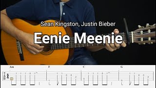 Eenie Meenie  Sean Kingston Justin Bieber  Fingerstyle Guitar Tutorial TAB  Chords  Lyrics [upl. by Alatea673]