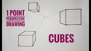 1 Point Perspective Cube Drawing for Beginners [upl. by Allsopp]