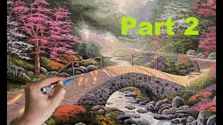 How to Paint a Landscape Like Thomas Kinkade Dogwood Chapel [upl. by Ardnoel]