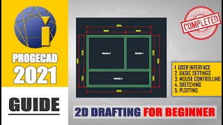 ProgeCAD 2021 2D Modeling Tutorial For Beginner COMPLETE [upl. by Nomde]