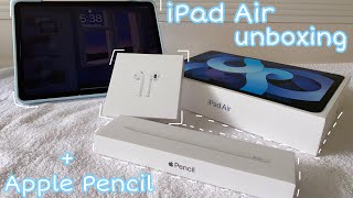 iPad Air 4  Apple Pencil  accessories unboxing [upl. by Nigen110]