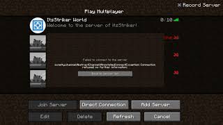 ionettychannelException  Cant Connect to Server  Multiplayer Minecraft  02Dec20 ✓ [upl. by Novrej]