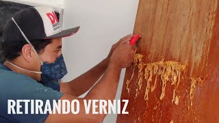 Como remover verniz em porta de madeira [upl. by Hays]