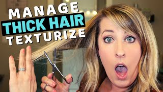 How to Manage Thick Hair  Texturizing Ends to Thin Out Hair Holds Style Better [upl. by Ayoral]