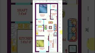 17X36 Building Plan II 612 Sq Ft House Plan II East Facing Home Map II 17X36 Makaan Ka Naksha [upl. by Einwahr]