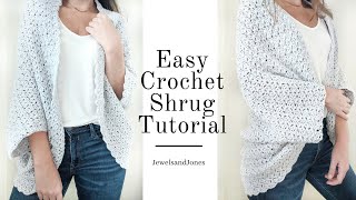 How to Crochet an Easy Shrug  Crochet Shrug Tutorial [upl. by Holle]