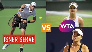 Isner Serve vs WTA Players [upl. by Ahsanat3]