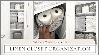 How To Organize A Small Linen Closet  Tiny Closet Tips amp Ideas [upl. by Weiman76]