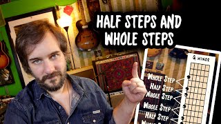 Half Steps and Whole Steps on Guitar  Music Theory Basics [upl. by Worlock]