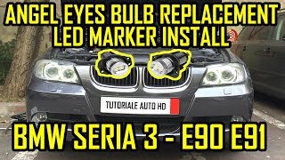 BMW E90 E91 Angel Eyes Bulb Replacement  Led Marker Install [upl. by Zedekiah]