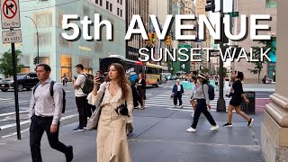 NEW YORK CITY Walking Tour 4K  5ht AVENUE  Sunset Walk [upl. by Kelli469]