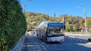 Mediaş str Baznei pod DN 14 Trolleybus nr MED850 route T2 Milcov [upl. by Sirama]