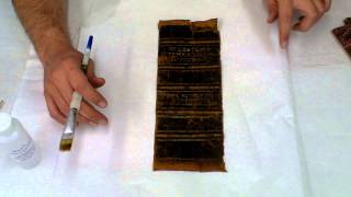 Applying KlucelG to a Leather Spine  Leather Consolidant for Book Restoration  Save Your Books [upl. by Phillis]