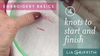 Embroidery for Beginners Knots to Start and Finish Your Project [upl. by Llevrac]