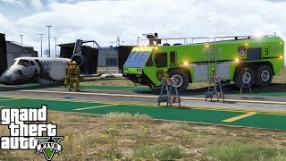 GTA 5 Play As A Firefighter Mod Day 30 Fire amp Rescue Responds To A Crashed Airplane At The Airport [upl. by Celestia]