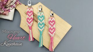 DIY Macrame Heart Keychain  Step By Step Tutorial [upl. by Nitas]