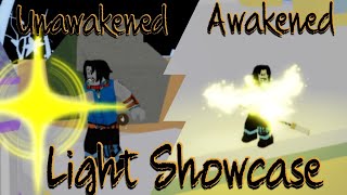 Unawakened Light And Awakened Light Showcase In Blox Fruits [upl. by Katherin]