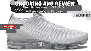 Nike Air Vapormax Flyknit 3 WhiteWhitePure Platinum AJ6900102 [upl. by Lucas]