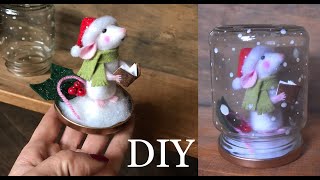 NEEDLE FELT CHRISTMAS MOUSE IN SNOW GLOBE JAR  DIY  ART  THE WISHING SHED MICE [upl. by Bower]