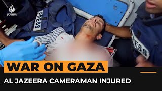 Al Jazeera cameraman injured by Israeli gunfire  Al Jazeera Newsfeed [upl. by Ennayd161]