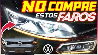 ¿QUÉ TAN BUENOS SON COMPRAMOS ESTOS FAROS con DOBLE LUPA y DRL LED para VW vento o POLO OJOS ANGEL [upl. by Enerehs]