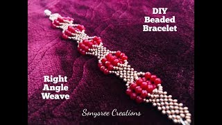 Right Angle Weave Beaded Bracelet DIY beaded bracelet [upl. by Leiand664]