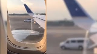 United flight canceled after a massive fuel leak [upl. by Symon]