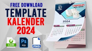 TEMPLATE KALENDER 2024 CDR  SIAP PAKAI  FREE DOWNLOAD  FREE USE 🤝 [upl. by Adele]