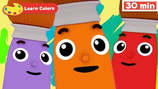 Learn Colors for Children w Petey Paintbrush  Toddler Learning Video Words  First University [upl. by Aicilana]