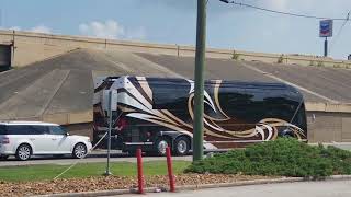 Departure of a dreamy Prevost H345 VIP RV  Custom Coach [upl. by Anahsirk45]