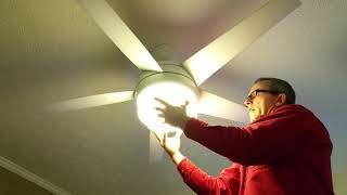 How to Remove Dome Globe Glass Light Replacement on Hampton Bay Ceiling Fan Windward II [upl. by Candace]