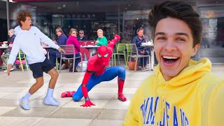 SPIDERMAN PRANK IN REAL LIFE ON FRIENDS [upl. by Refitsirhc541]