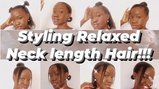 10 EASY WAYS TO STYLE RELAXED HAIR Neck length hair  without extensions [upl. by Faria315]