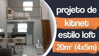 PROJETO KITNET ESTILO LOFT MINI APARTAMENTO LOFT 20M2 [upl. by Nealah976]