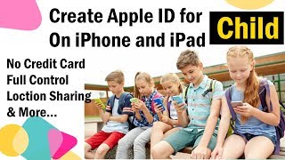 How to Create Apple ID for Child on iPhone iPad Without Credit Card iOS 15 2022 [upl. by Nosila]