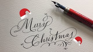 How to write Merry Christmas in simple fancy amp beautiful calligraphy  For Beginners [upl. by Janiuszck]