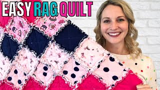 HOW TO MAKE A RAG QUILT FOR BEGINNERS Step by Step Sewing Tutorial Beginner Sewing Project [upl. by Adnael110]