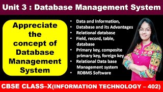 Appreciate the Concept of Database Management System  Unit 3 Class 10 Information Technology [upl. by Tartan]