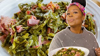 Chef Millie Peartree Makes Her Favorite Low Country Collard Greens  Delish [upl. by Anetsirhc]