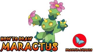 How To Draw Maractus Pokemon  Drawing Animals [upl. by Jovitta829]