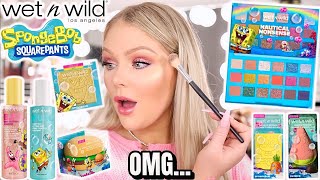 NEW WET N WILD SPONGEBOB MAKEUP COLLECTION TESTED  FULL FACE FIRST IMPRESSIONS REVIEW amp TUTORIAL [upl. by Lory]