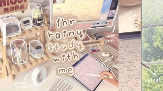 1hr real time study with me while its raining 🌧 lofi music rain bg ipad notetaking alevel bio [upl. by Ccasi]