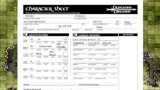 Dungeons and Dragons 35 Revised Character Sheet Runthrough [upl. by Geiger]