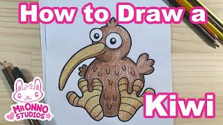 How to Draw a Kiwi  New Zealand Bird Drawing [upl. by Aowda]