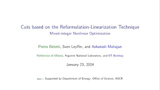 Lecture 41 Cuts based on the ReformulationLinearization Technique by Pietro Belotti [upl. by Ydnyc773]