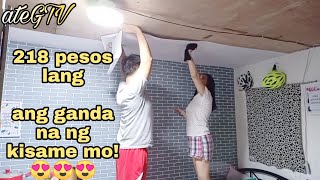 17Vlog  DIY Ceiling wallpaper installation  wallpaper sa kisame  room makeover  ateGTV [upl. by Lenee]